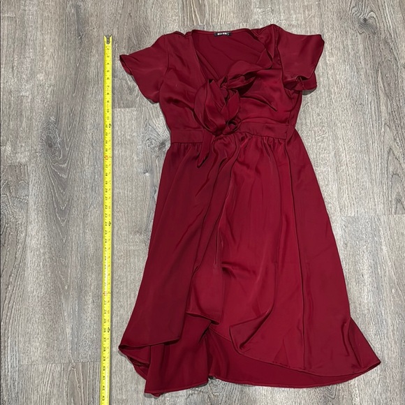 Red Ruffled Wrap Sundress - Picture 2 of 3
